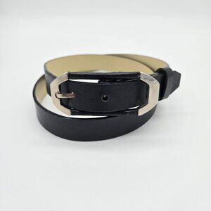 PRUNE of Argentina Womens Black Faux Leather Belt Sz S Skinny Minimalist Neutral
